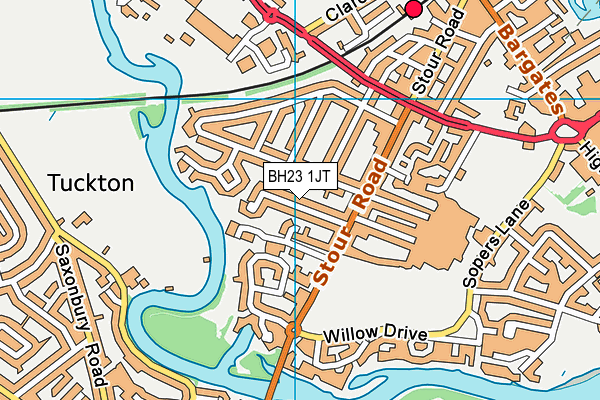 BH23 1JT map - OS VectorMap District (Ordnance Survey)