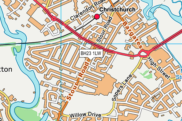 BH23 1LW map - OS VectorMap District (Ordnance Survey)