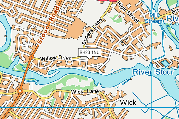 BH23 1NU map - OS VectorMap District (Ordnance Survey)