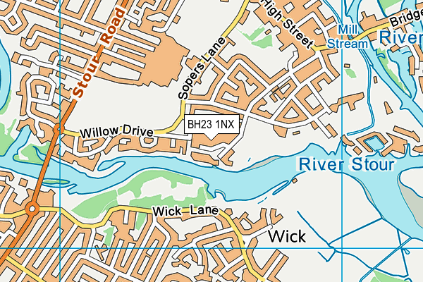 BH23 1NX map - OS VectorMap District (Ordnance Survey)