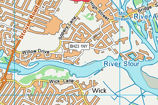 BH23 1NY map - OS VectorMap District (Ordnance Survey)