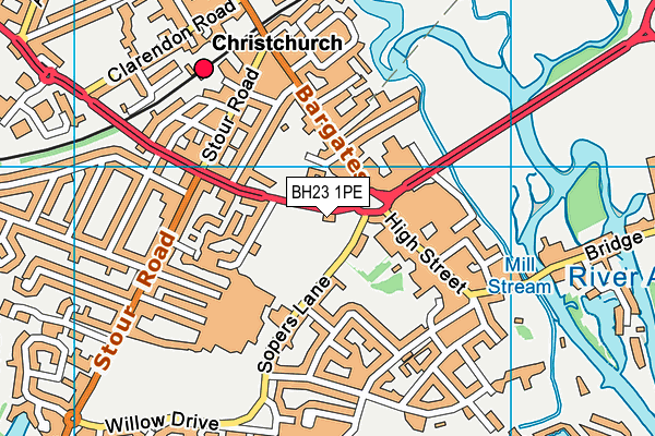 BH23 1PE map - OS VectorMap District (Ordnance Survey)