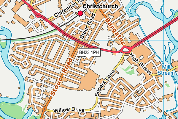 Christchurch Recreation Ground map (BH23 1PH) - OS VectorMap District (Ordnance Survey)