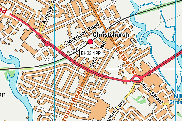 BH23 1PP map - OS VectorMap District (Ordnance Survey)