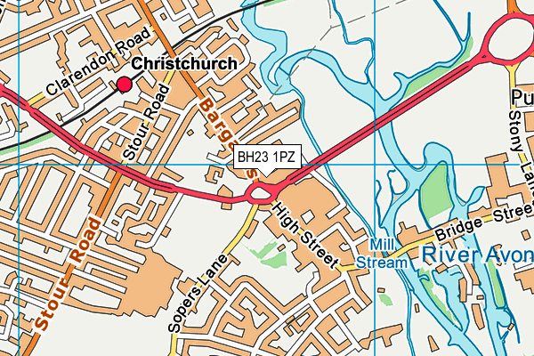BH23 1PZ map - OS VectorMap District (Ordnance Survey)