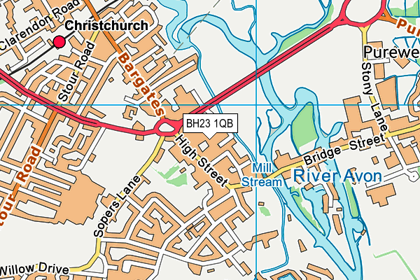 BH23 1QB map - OS VectorMap District (Ordnance Survey)