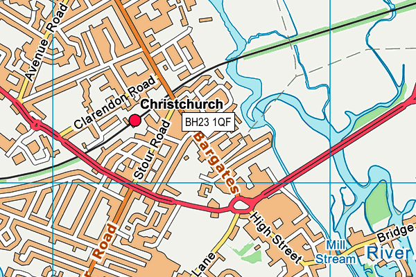BH23 1QF map - OS VectorMap District (Ordnance Survey)