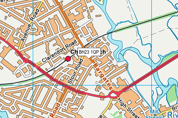 BH23 1QP map - OS VectorMap District (Ordnance Survey)