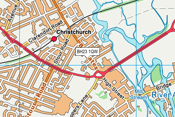 BH23 1QW map - OS VectorMap District (Ordnance Survey)