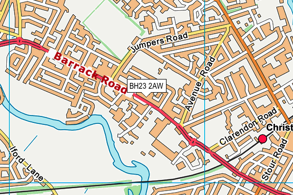 BH23 2AW map - OS VectorMap District (Ordnance Survey)