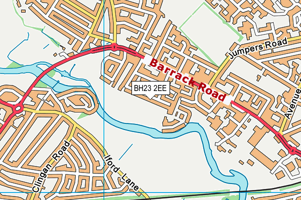 BH23 2EE map - OS VectorMap District (Ordnance Survey)