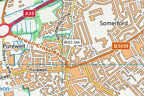 BH23 3AA map - OS VectorMap District (Ordnance Survey)
