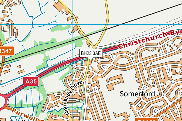 BH23 3AE map - OS VectorMap District (Ordnance Survey)