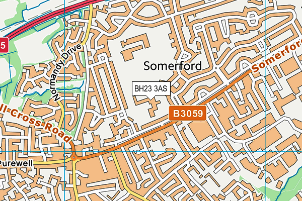 Somerford Primary School map (BH23 3AS) - OS VectorMap District (Ordnance Survey)