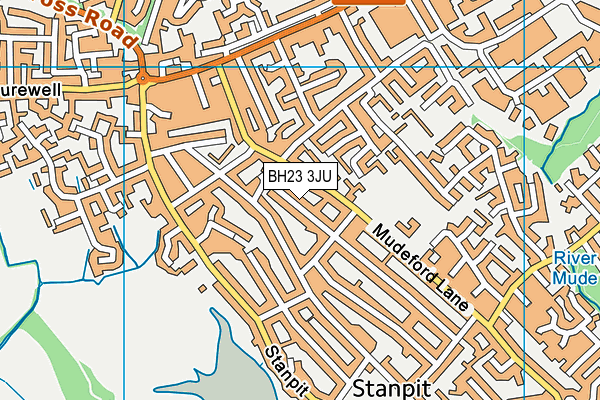 BH23 3JU map - OS VectorMap District (Ordnance Survey)