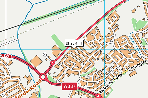 BH23 4FH map - OS VectorMap District (Ordnance Survey)