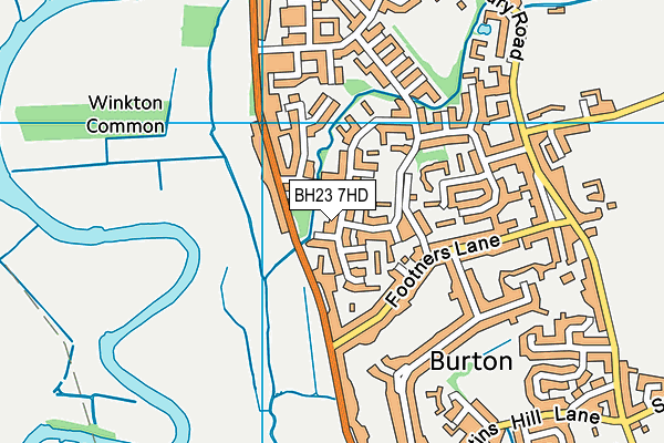BH23 7HD map - OS VectorMap District (Ordnance Survey)