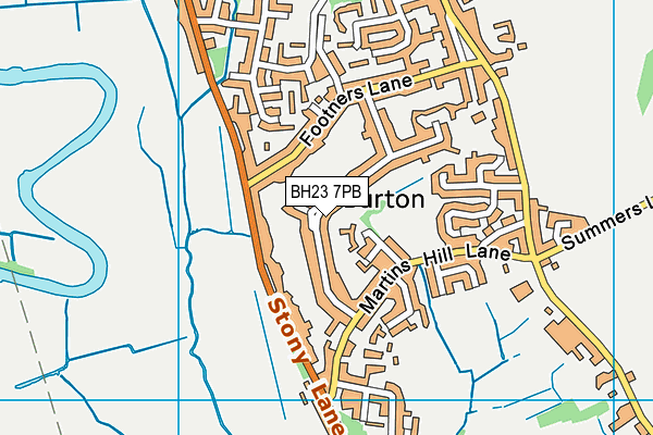 BH23 7PB map - OS VectorMap District (Ordnance Survey)