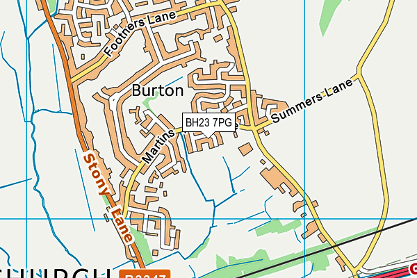BH23 7PG map - OS VectorMap District (Ordnance Survey)