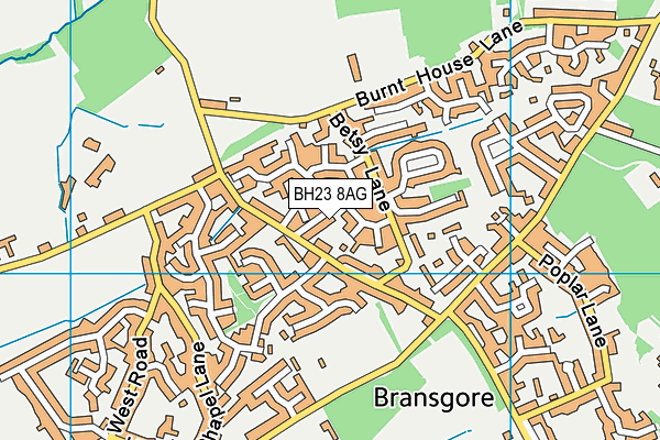 BH23 8AG map - OS VectorMap District (Ordnance Survey)