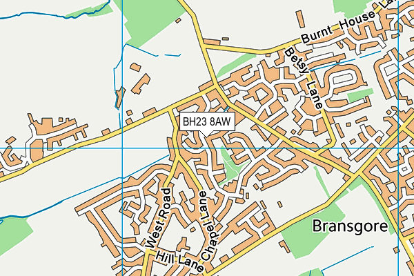 BH23 8AW map - OS VectorMap District (Ordnance Survey)