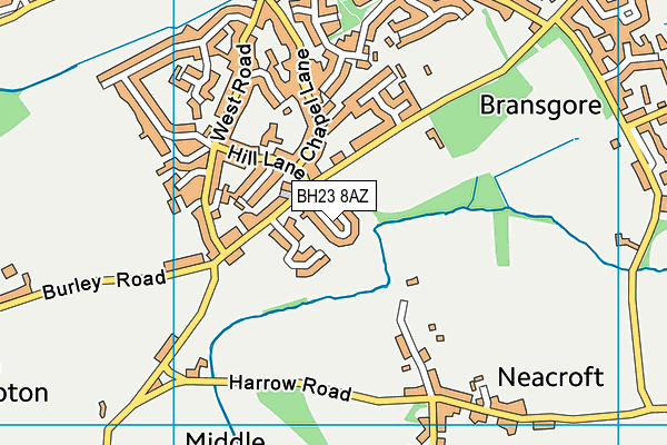 BH23 8AZ map - OS VectorMap District (Ordnance Survey)