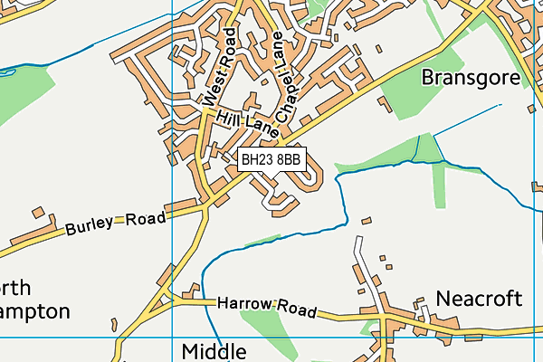 BH23 8BB map - OS VectorMap District (Ordnance Survey)