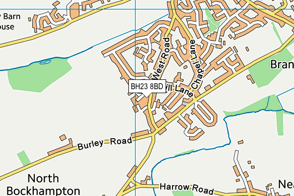 BH23 8BD map - OS VectorMap District (Ordnance Survey)