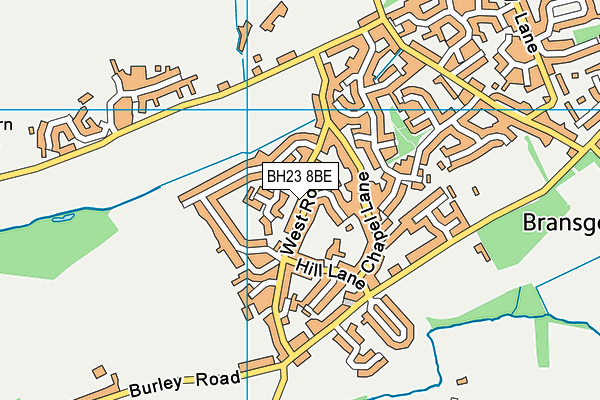 BH23 8BE map - OS VectorMap District (Ordnance Survey)