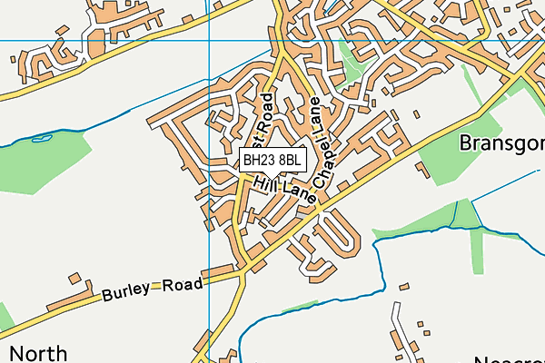 BH23 8BL map - OS VectorMap District (Ordnance Survey)