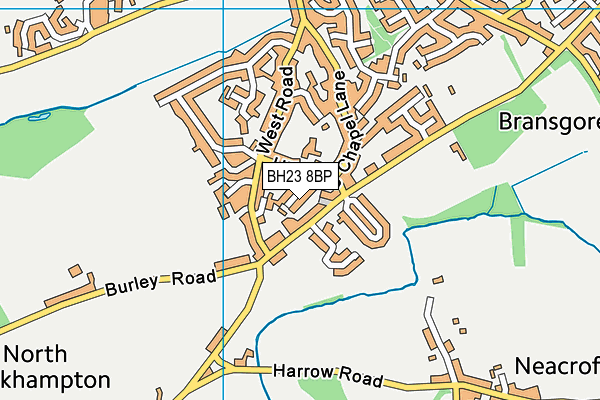 BH23 8BP map - OS VectorMap District (Ordnance Survey)