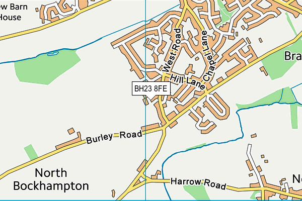 BH23 8FE map - OS VectorMap District (Ordnance Survey)