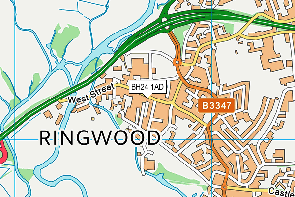 BH24 1AD map - OS VectorMap District (Ordnance Survey)