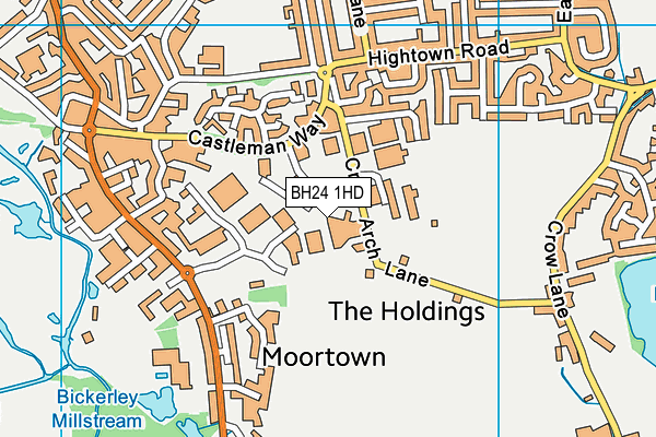 BH24 1HD map - OS VectorMap District (Ordnance Survey)