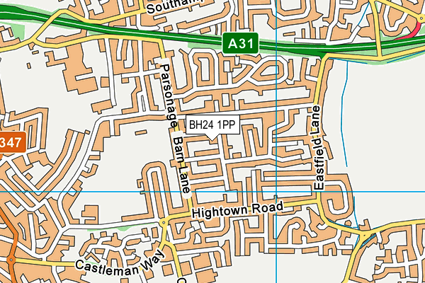 BH24 1PP map - OS VectorMap District (Ordnance Survey)