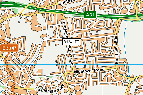 BH24 1PT map - OS VectorMap District (Ordnance Survey)