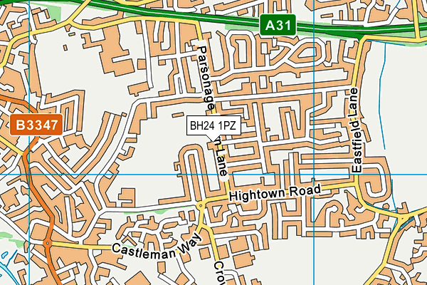BH24 1PZ map - OS VectorMap District (Ordnance Survey)
