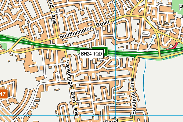 BH24 1QD map - OS VectorMap District (Ordnance Survey)