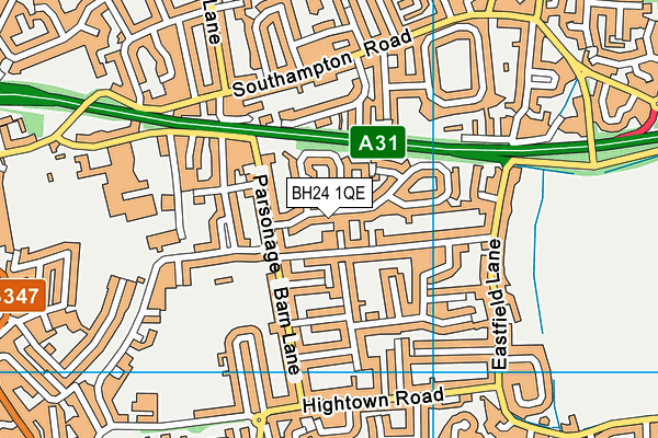 BH24 1QE map - OS VectorMap District (Ordnance Survey)