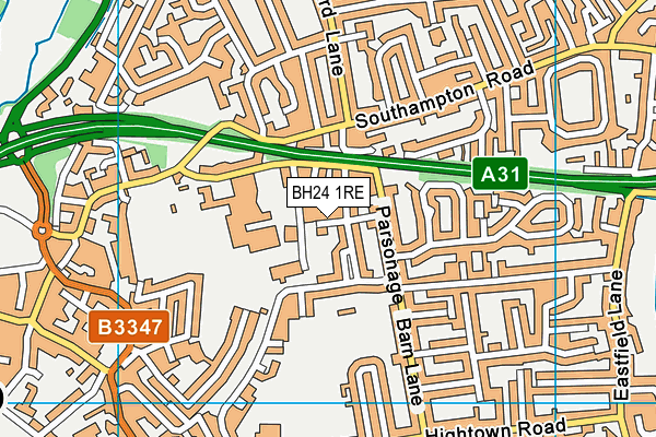 BH24 1RE map - OS VectorMap District (Ordnance Survey)