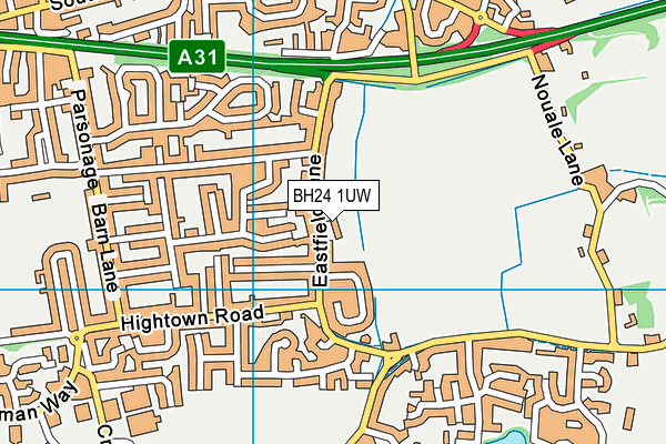 BH24 1UW map - OS VectorMap District (Ordnance Survey)