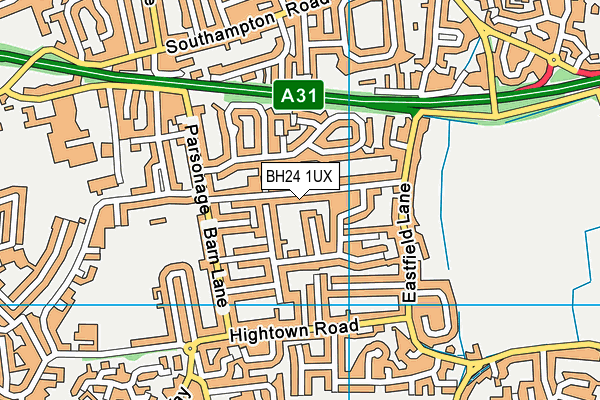 BH24 1UX map - OS VectorMap District (Ordnance Survey)