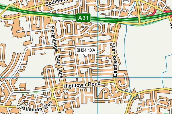 BH24 1XA map - OS VectorMap District (Ordnance Survey)