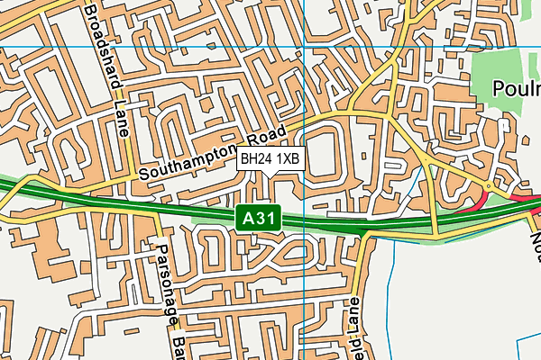 BH24 1XB map - OS VectorMap District (Ordnance Survey)