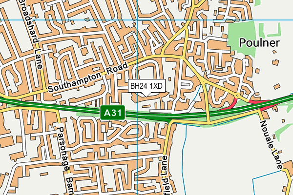 BH24 1XD map - OS VectorMap District (Ordnance Survey)