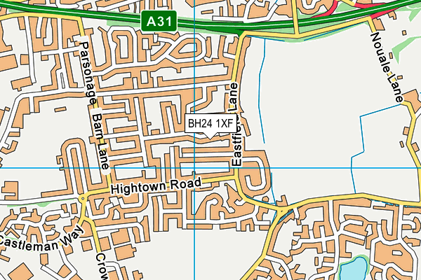 BH24 1XF map - OS VectorMap District (Ordnance Survey)