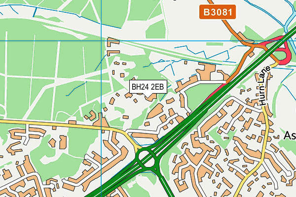 BH24 2EB map - OS VectorMap District (Ordnance Survey)