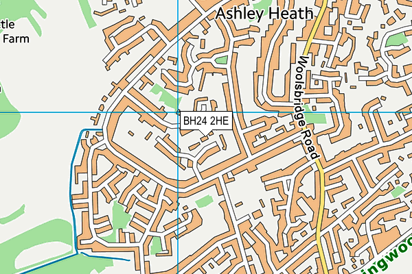 BH24 2HE map - OS VectorMap District (Ordnance Survey)