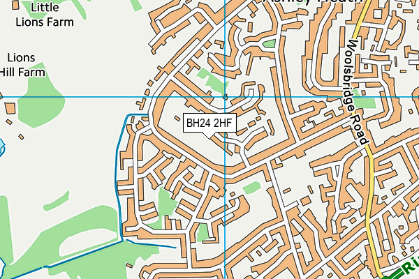 BH24 2HF map - OS VectorMap District (Ordnance Survey)