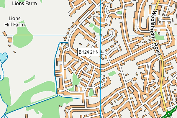 BH24 2HN map - OS VectorMap District (Ordnance Survey)